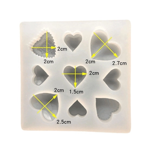 Mehrkammer Herzform Silikonform Für Harzguss DIY Schokolade Fondant Seife Kuchenform Durchscheinendes Weiß LOVE Design