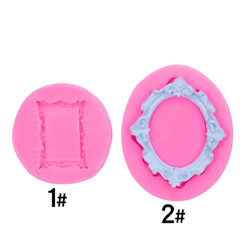 Silicone Mold European Retro Hollow Mirror Frame Embossed Baroque Design For Fondant Cake Decoration DIY Resin Clay Craft