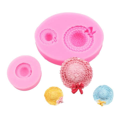 Mini Strohoed Siliconen Fondant Vorm Geweven Hoed Taart Decoratie Vorm Voor Chocolade Snoep Klei DIY Bakken Gereedschap