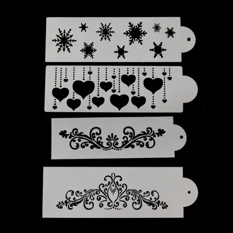 PET Plastic Taart Spray Vorm Uitgehold Kant Rand Stencil Voor Suiker Poeder Zeef Sneeuwvlok Hart DIY Bakken Decoratie