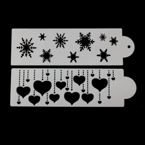 PET Plastic Taart Spray Vorm Uitgehold Kant Rand Stencil Voor Suiker Poeder Zeef Sneeuwvlok Hart DIY Bakken Decoratie