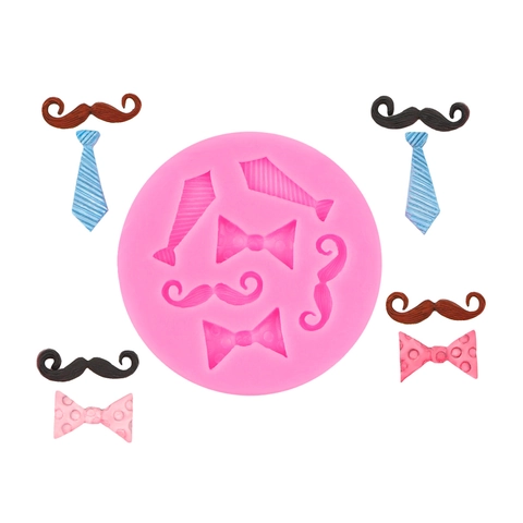 Moule à Gâteau en Silicone Moustache Cravate Nœud Papillon Thème Gentleman Fondant Chocolat DIY Pâtisserie Outil de Décoration