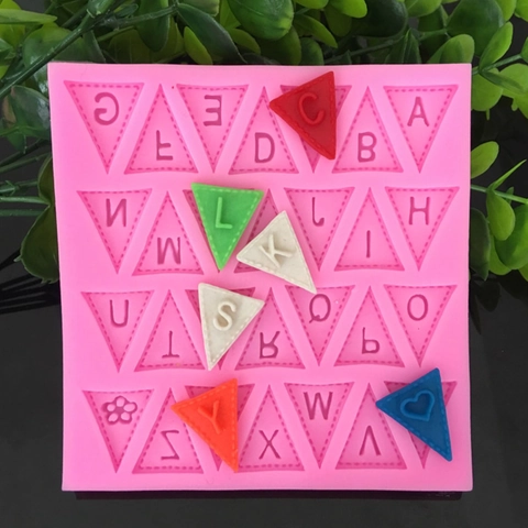 Alphabet Buchstaben Dreieck Wimpelkette Silikonform Für Schokolade Fondant Kuchen Dekoration DIY Backwerkzeug