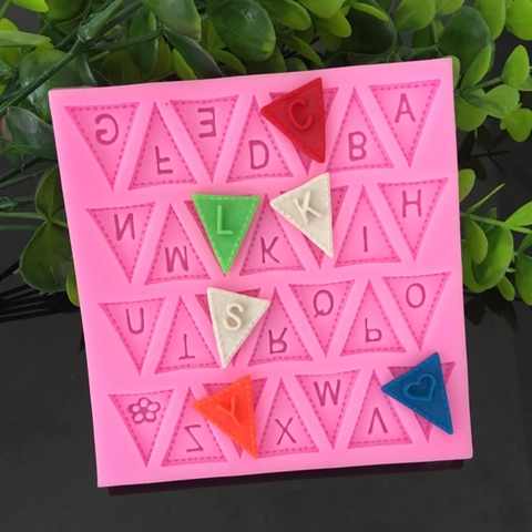 Alphabet Buchstaben Dreieck Wimpelkette Silikonform Für Schokolade Fondant Kuchen Dekoration DIY Backwerkzeug