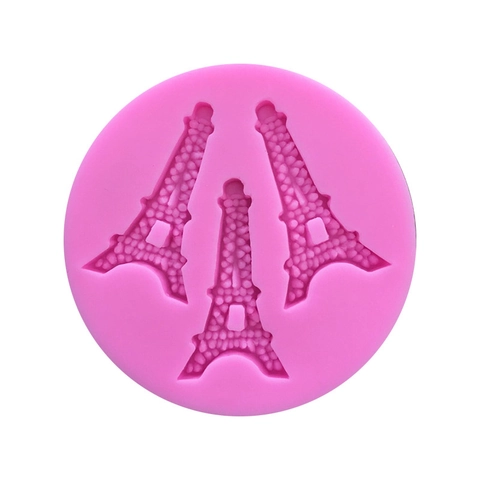 Molde de Silicona Torre Eiffel de París para Pastel Fondant Redondo Herramienta de Decoración DIY Chocolate Gelatina