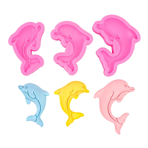 Dolfijn Siliconen Vorm Voor Fondant Chocolade Taart Decoratie DIY Hars Klei Ambachtelijke Dolfijnvorm Roze Grijs Gereedschap