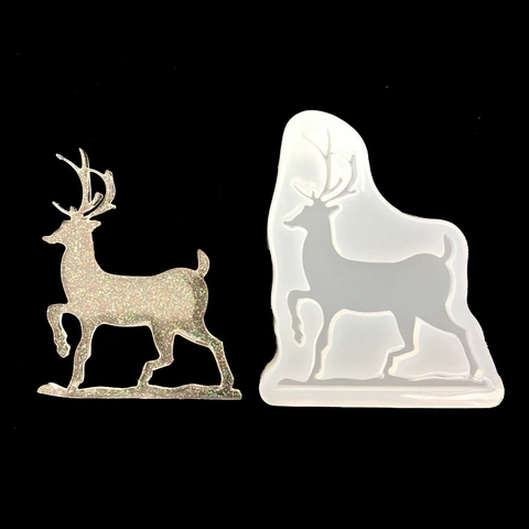 Christmas Reindeer Silicone Resin Mold Mirror DIY Crystal Epoxy Mold For Handmade Deer Pendant Jewelry Making Holiday Decor