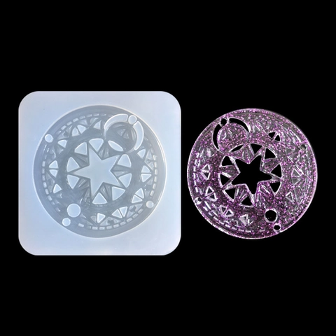 Anime Magischer Kreis Silikonform Für Harz DIY Schmuck Anhänger Schlüsselbund Bastelwerkzeug Stern Mond Geometrische Form