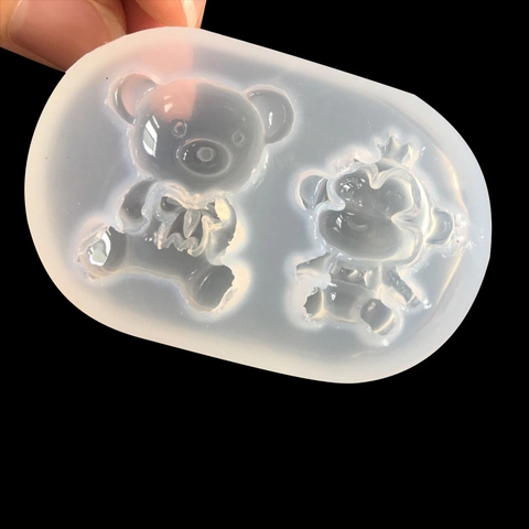 DIY Silicone Cartoon Bear Monkey Mirror Surface Epoxy Resin Mold For Jewelry Pendant Necklace Making Handcraft Material