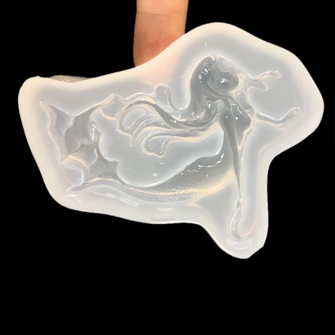 Stampo in Silicone a Forma di Ragazza Coda di Sirena Superficie a Specchio Resina Epossidica Argilla Polimerica Fai da Te