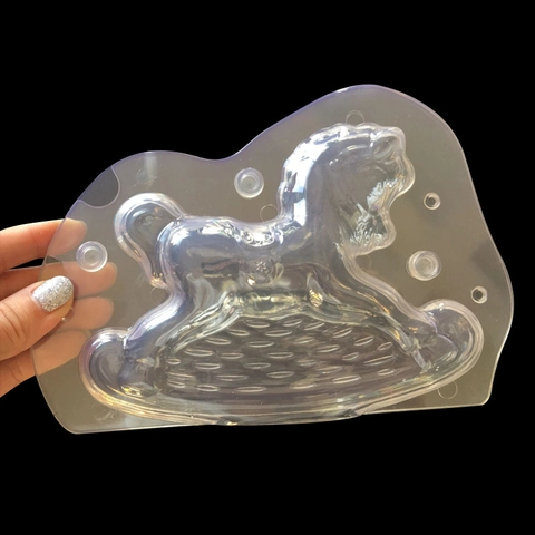 3D Karussell Schaukelpferd Schokoladenform Transparenter Kunststoff Fondant Kuchen Gelee Süßigkeiten Backwerkzeug DIY Bastelform