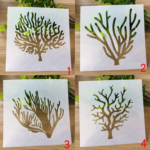Πρότυπο Ζωγραφικής DIY Hollow PET Plastic Coral Pattern Stencil Για Journaling Scrapbooking Διακόσμηση Τοίχου Χάρακας Σχεδίασης