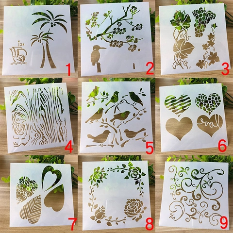 Hollow Out Painting Stencils Reusable PET Plastic For Cake Decoration Journaling Scrapbooking Floral Bird Pattern Craft Template