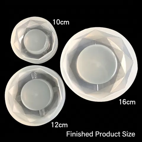 Large Geometric Silicone Ashtray Mold DIY Crystal Epoxy Resin Casting Round Mirror Surface Resin Crafting Mold For Decor