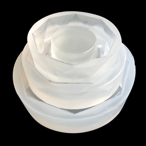 Large Geometric Silicone Ashtray Mold DIY Crystal Epoxy Resin Casting Round Mirror Surface Resin Crafting Mold For Decor