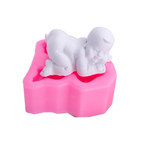 Schlafende Baby Silikonform Für DIY Handgemachte Schokolade Fondant Kuchen Backen Werkzeuge Rosa Flexible Seifenform Küche
