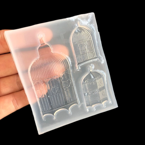 European Retro Birdcage Silicone Mold For Resin Crafting Chocolate Cake Decorating Heart DIY Jewelry Molding Tool