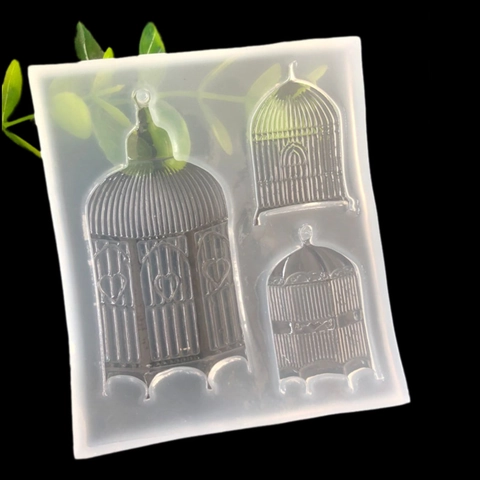 European Retro Birdcage Silicone Mold For Resin Crafting Chocolate Cake Decorating Heart DIY Jewelry Molding Tool