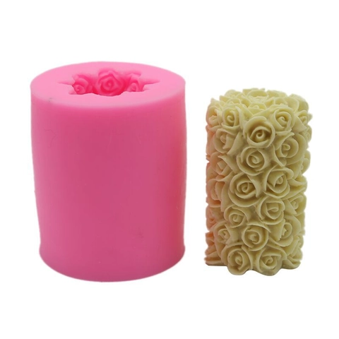 3D Rose Blume Silikonform Für DIY Tortendekoration Kerzenherstellung Handgemachte Seife Zylindrische Relief Floral Bastelwerkzeug