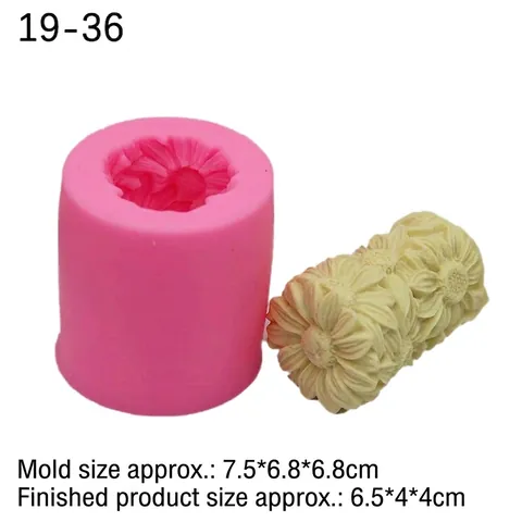 3D Sunflower Cylinder Silicone Mold Embossed Floral Pattern Candle Mold DIY Cake Fondant Chocolate Baking Mold Kitchen Tool