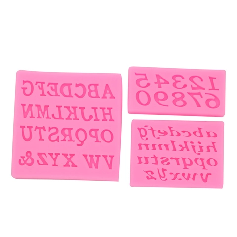 Molde de Silicona con Alfabeto y Números Gran Letra 3D Número Decoración de Pasteles Molde para Fondant DIY Rosa Gris