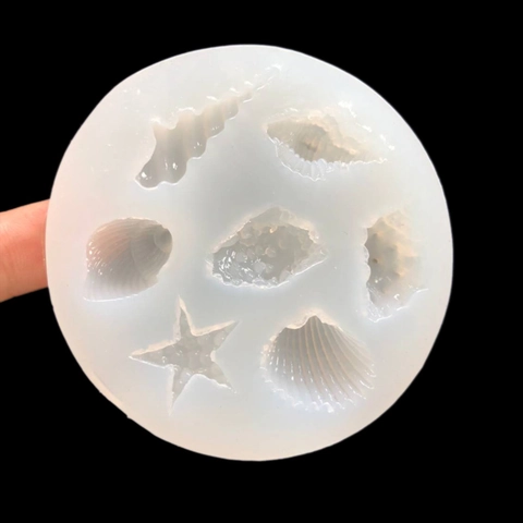 Molde Redondo de Silicona Serie Océano para Manualidades Resina DIY Estrella de Mar Concha Decoración Pasteles Fondant