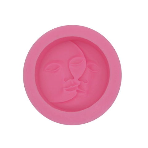 Silikon Backform Sonne Mond Gesicht Rund Fondantform Für Handgemachte Seife Kerze Gips Künstlerisches Relief Backwerkzeug