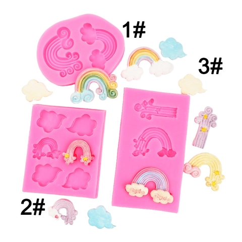 Cartoon Cloud Rainbow Silicone Mold For Fondant Cake Decoration Chocolate Clay Resin DIY Baking Tool Kitchen Accessories