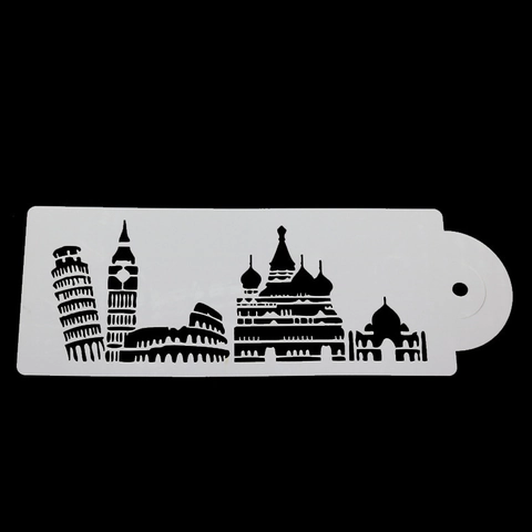 Architecture World Landmark Cake Stencils Flexible Plastic Hollow Baking Templates DIY Decorative Tools Border Design