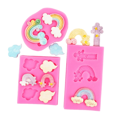 Cartoon Cloud Rainbow Silicone Mold For Fondant Cake Decoration Chocolate Clay Resin DIY Baking Tool Kitchen Accessories
