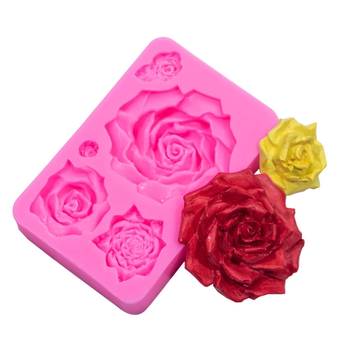 5 Holes Rose Flower Silicone Mold For DIY Handmade Candle Soap Gypsum Aromatherapy Ornament Cake Decorating Baking Tool