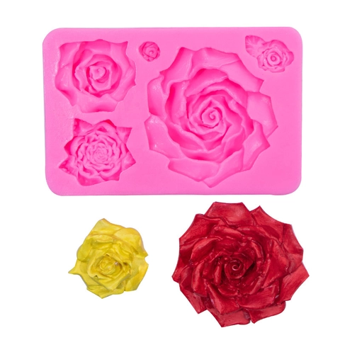 5 Holes Rose Flower Silicone Mold For DIY Handmade Candle Soap Gypsum Aromatherapy Ornament Cake Decorating Baking Tool
