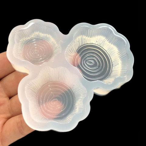 DIY Tree Trunk Texture Silicone Mold 3 Cavities Annual Rings Design For Resin Jewelry Soap Wax Cake Handmade Crafting Tool