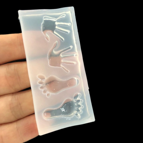 Stampo in Silicone con Impronte di Mani e Piedi per Ciondoli Fai-da-te Decorazione Superficie a Specchio Resina Artigianato Fatto a Mano