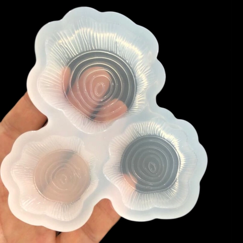 DIY Tree Trunk Texture Silicone Mold 3 Cavities Annual Rings Design For Resin Jewelry Soap Wax Cake Handmade Crafting Tool