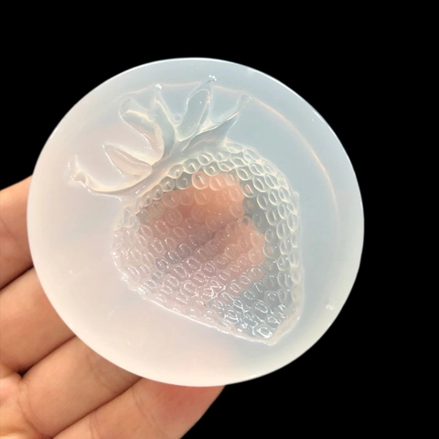 Molde de Silicona Forma de Fresa Acabado Espejo Cristal DIY Molde de Fundición de Resina para Accesorios de Funda de Teléfono