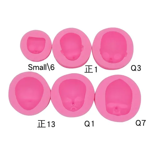 Cute Silicone Doll Face Mold DIY Clay Fondant Baking Tool 3D Human Face Shape Mold For Handmade Figurine Sculpture Pink