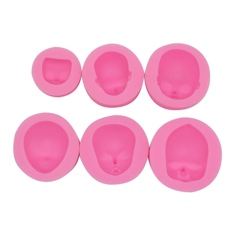 Süße Silikon Puppengesicht Form DIY Ton Fondant Backwerkzeug 3D Menschliches Gesicht Form Für Handgefertigte Skulptur Rosa