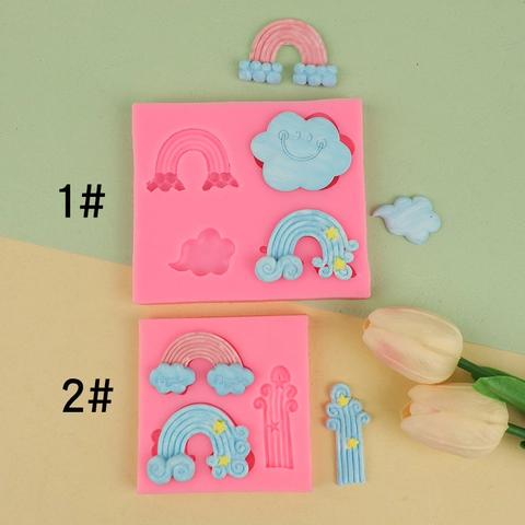Regenbogen Wolke Silikon Kuchenform Für Fondant Schokolade Backen DIY Ton Dekoration Werkzeuge Kuchen Topper Form