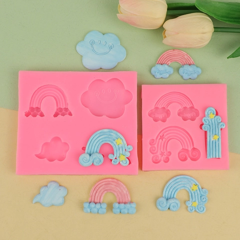 Regenbogen Wolke Silikon Kuchenform Für Fondant Schokolade Backen DIY Ton Dekoration Werkzeuge Kuchen Topper Form