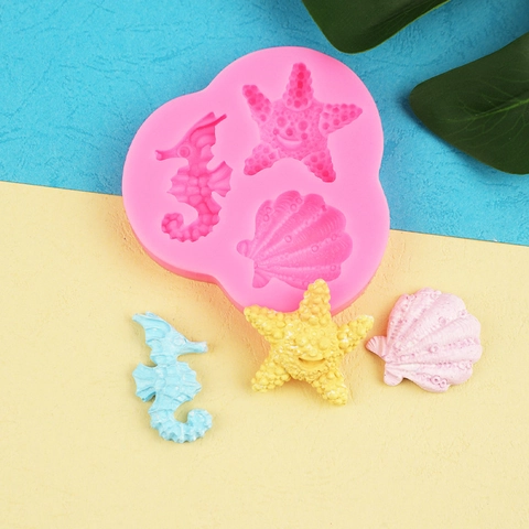 Stampo in Silicone a Forma di Vita Marina Cavalluccio Marino Stella Marina Conchiglia Stampo Decorazione Torte Fondente