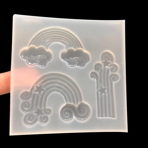Molde de Silicona DIY Arco Iris Nube Estrella Para Fondant Resina Arcilla Superficie de Espejo Decoración Colgante Manualidades