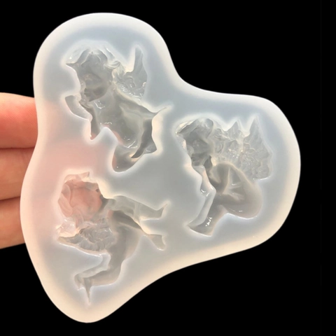Molde de Silicona Ángel Cupido Espejo para Fondant Chocolate Resina Joyería Manualidades DIY Herramienta de Horneado