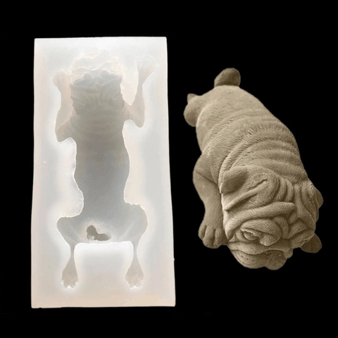 3D Shar-Pei Hond Siliconen Taartvorm Creatieve Bulldog Mousse IJs Chocolade Fondant Pudding DIY Bakvorm