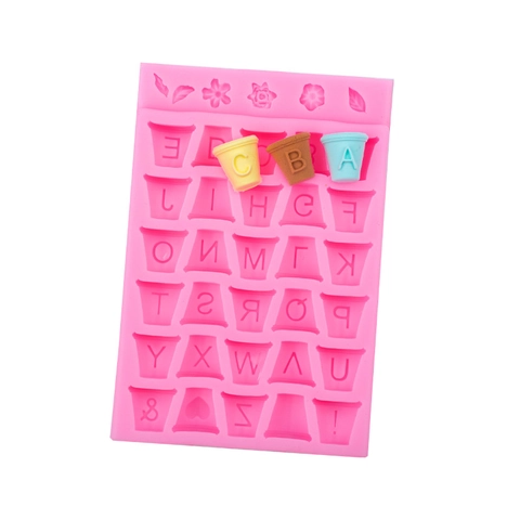 Alphabet Flower Silicone Mold For Fondant Chocolate Baking DIY Tools Letters Symbols Decorative Cake Craft Baking Mold