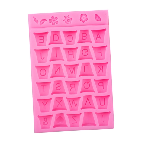 Alphabet Flower Silicone Mold For Fondant Chocolate Baking DIY Tools Letters Symbols Decorative Cake Craft Baking Mold