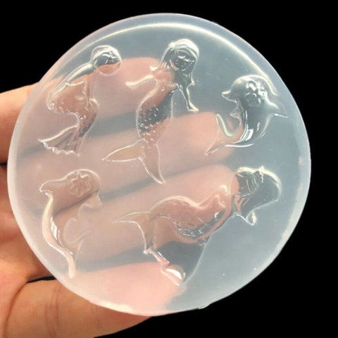 Mirror Mermaid Dolphin Silicone Mold Mirror Surface DIY Resin Craft Jewelry Clay Mold For Cake Decorating Pendant Accessories