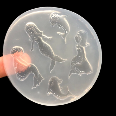 Mirror Mermaid Dolphin Silicone Mold Mirror Surface DIY Resin Craft Jewelry Clay Mold For Cake Decorating Pendant Accessories
