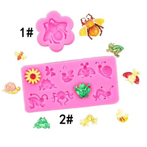 DIY Insect Animal Silicone Mold Frog Bee Snail Fondant Cake Decorating Tool Chocolate Clay Handcraft Silicone Baking Mold