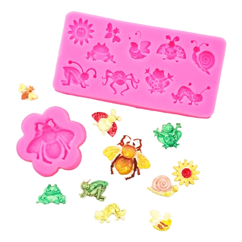 DIY Insect Animal Silicone Mold Frog Bee Snail Fondant Cake Decorating Tool Chocolate Clay Handcraft Silicone Baking Mold